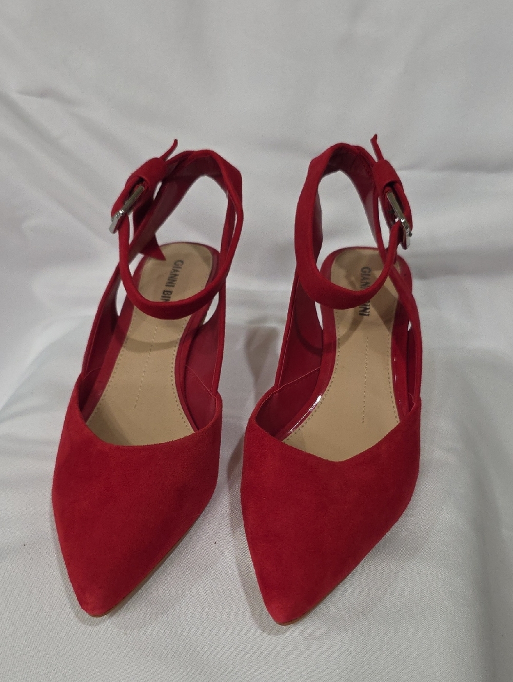 Gianni Bini Red Pointed-Toe Ankle-Strap Heels